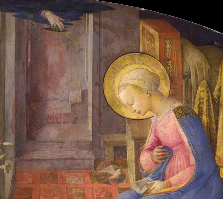 Filippo Lippi Annunciation close up showing virgina.